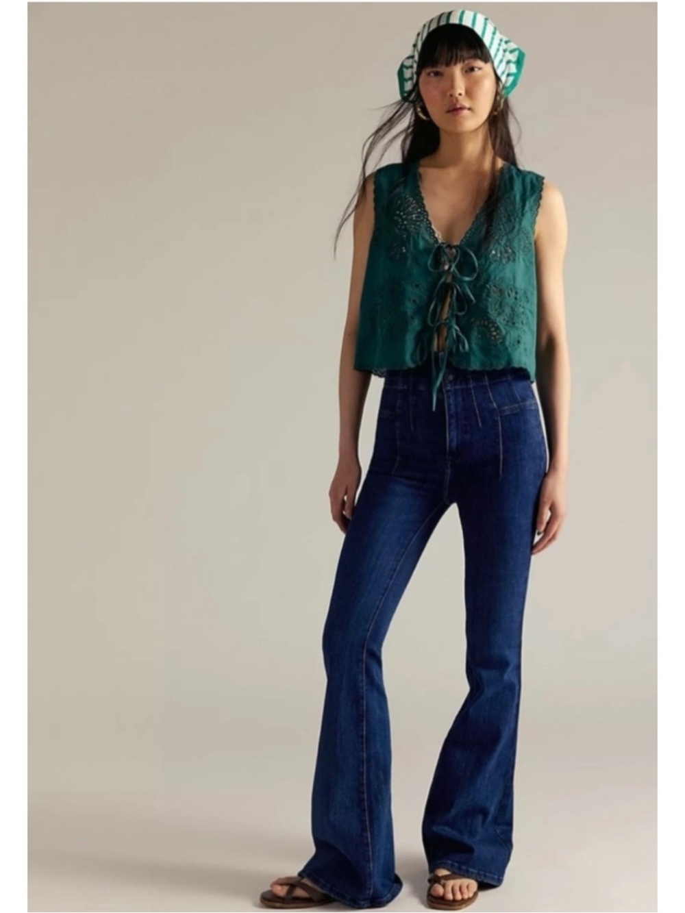 We The Free People Jayde High Rise Flare Jeans In Tulsa Blue Wash Size 32